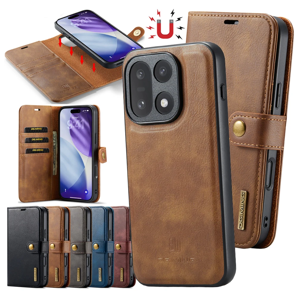 Leather Wallet Card Holder Phone Cover - 2 in 1 Magnetic Flip Leather